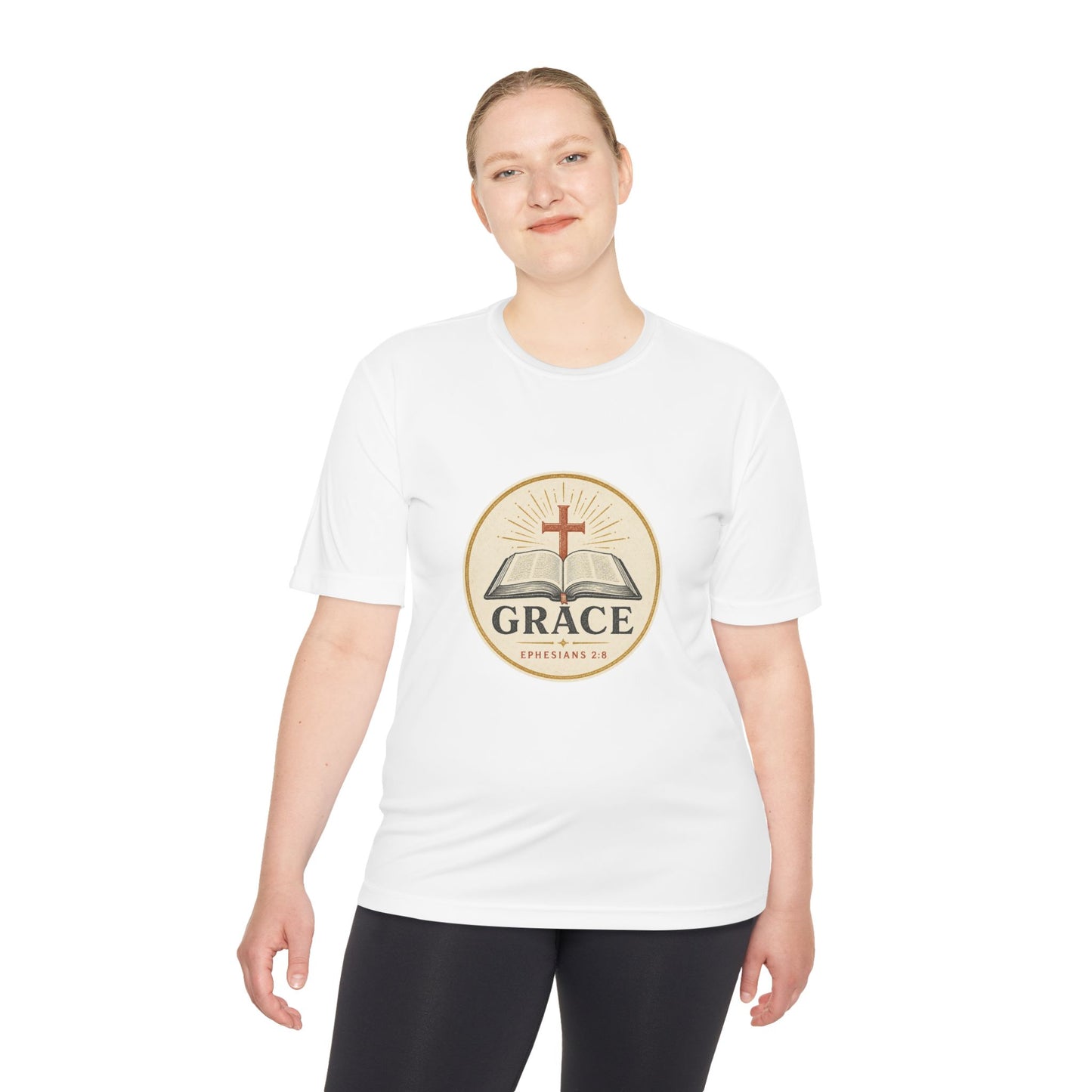 Grace Bible Tee — “Saved by Grace” Christian Moisture-Wicking Shirt