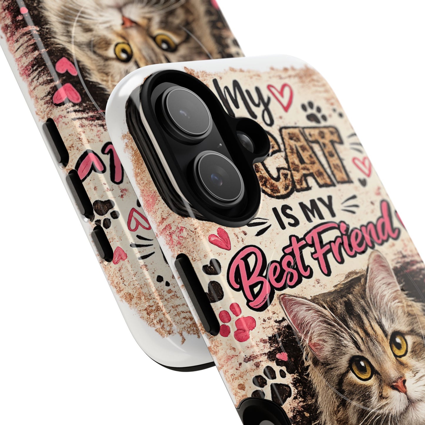 Cat Lover Tough Magnetic Phone Case — "My Cat Is My Best Friend" Personalized (Name Option)
