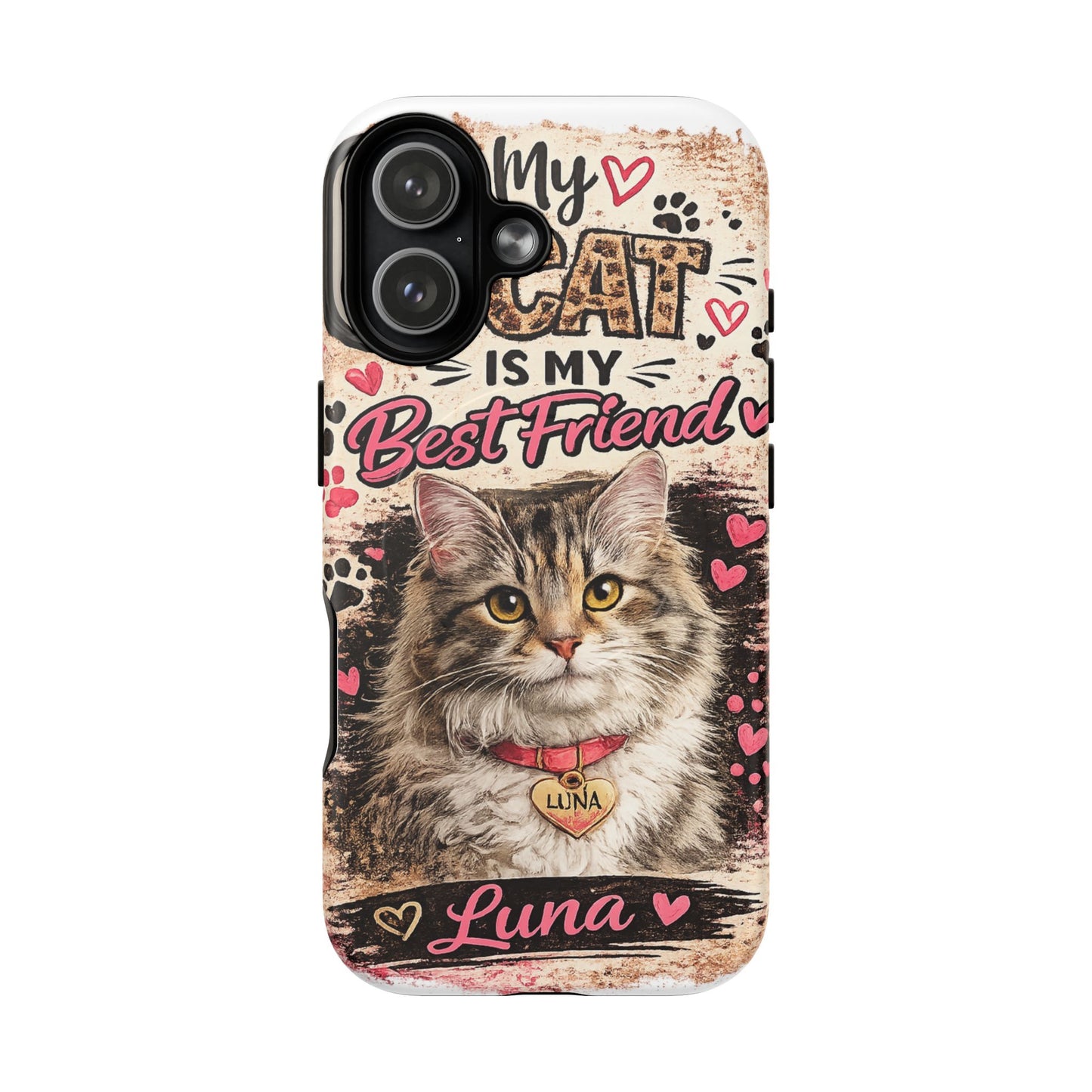 Cat Lover Tough Magnetic Phone Case — "My Cat Is My Best Friend" Personalized (Name Option)