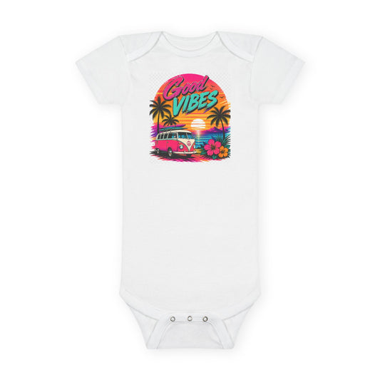 Good Vibes Baby Onesie — Retro Surf Sunset Infant Bodysuit