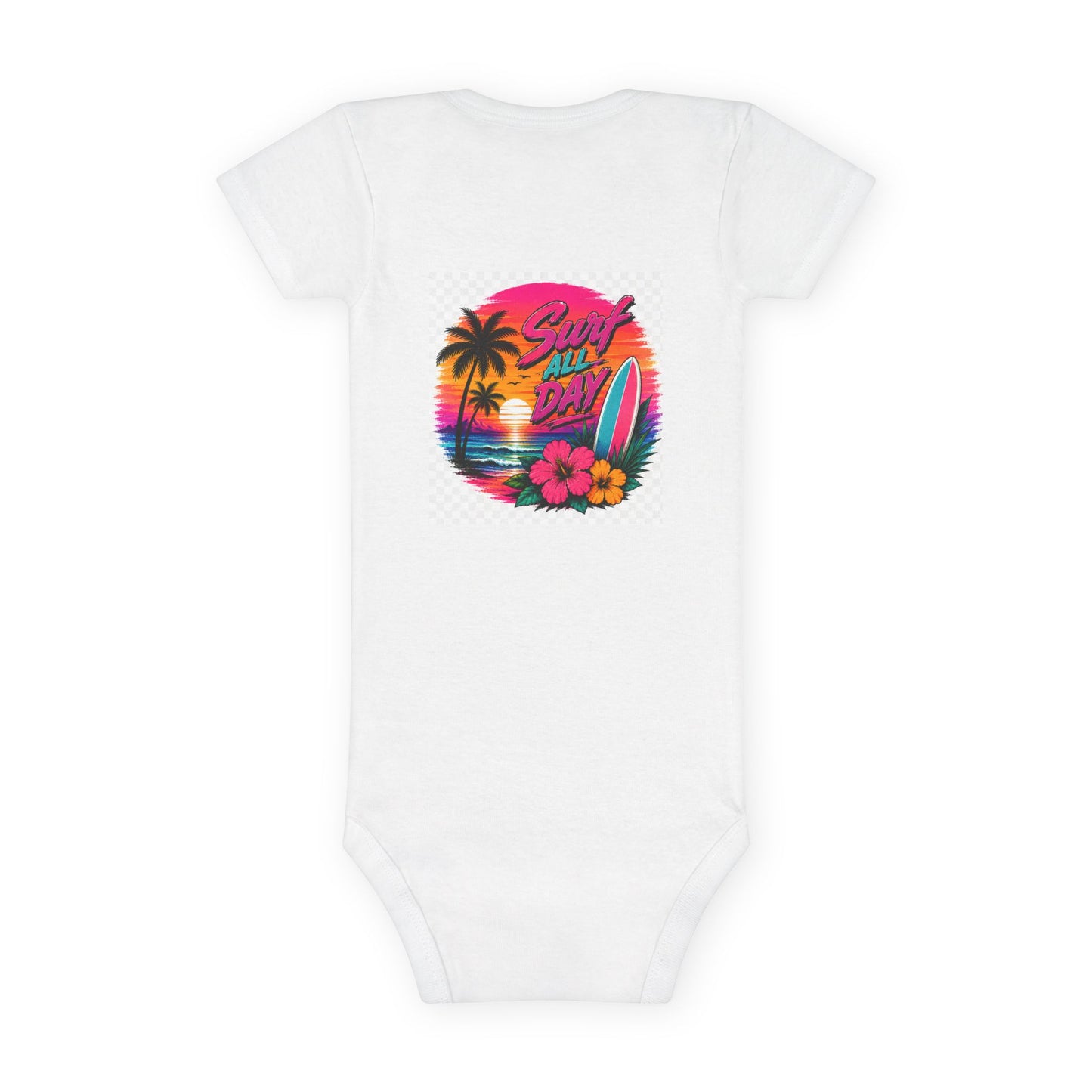Good Vibes Baby Onesie — Retro Surf Sunset Infant Bodysuit
