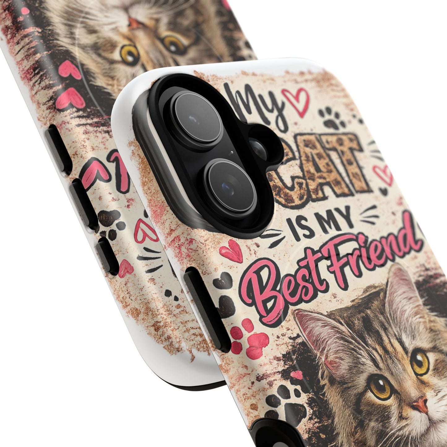 Cat Lover Tough Magnetic Phone Case — "My Cat Is My Best Friend" Personalized (Name Option)
